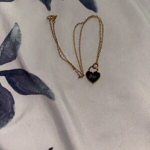Dior Gold and black Heart Pendant Necklace